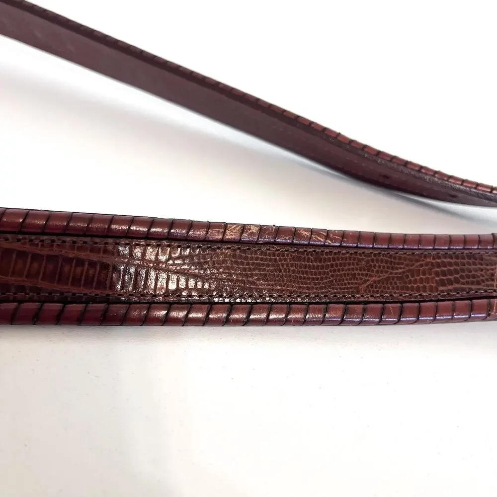 Johnston & Murphy Mens Belt Size 44/110 Brown Lizard Leather Ranger‎ Y2K 41553